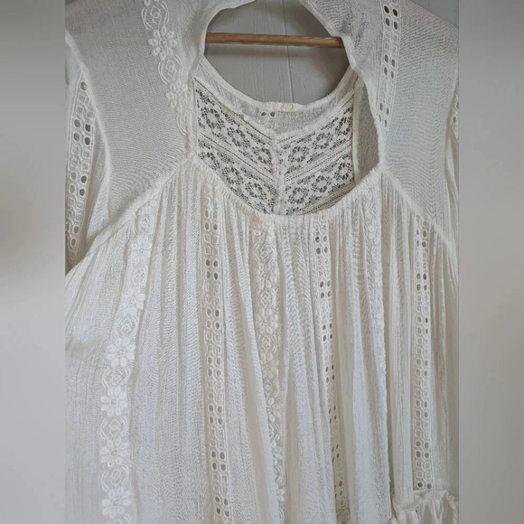 Free‎ People Kiss Kiss Tunic in White size Small  Boho Lace Festival Country - Picture 6 of 11